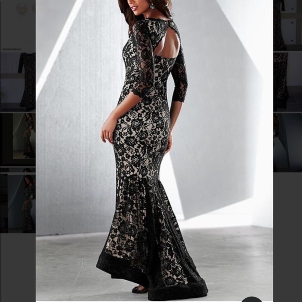Venus Black Couture Lace Formal Dress - Picture 6 of 13